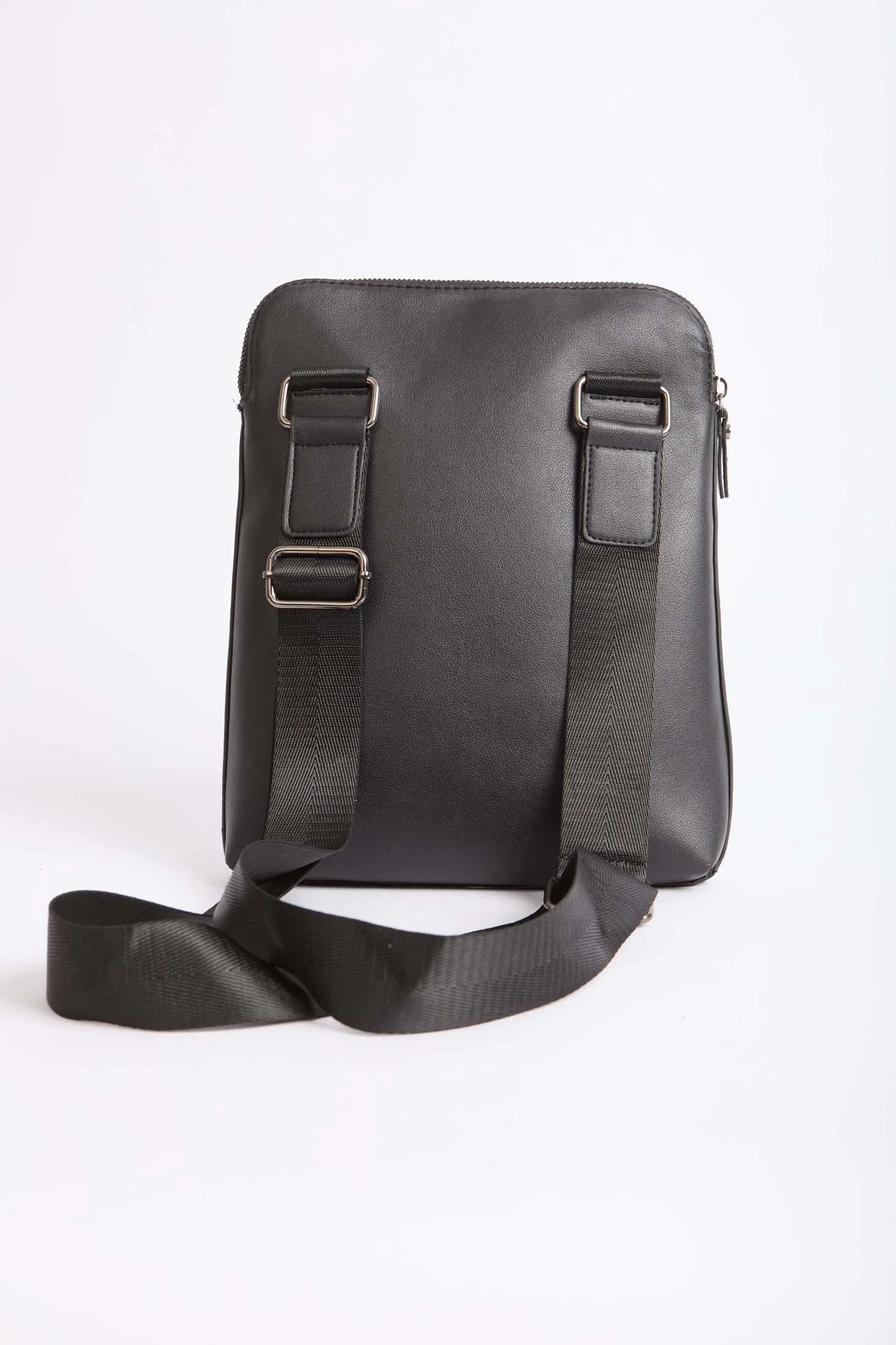 Women Bag Casual Logo Embellished Faux Leather Black