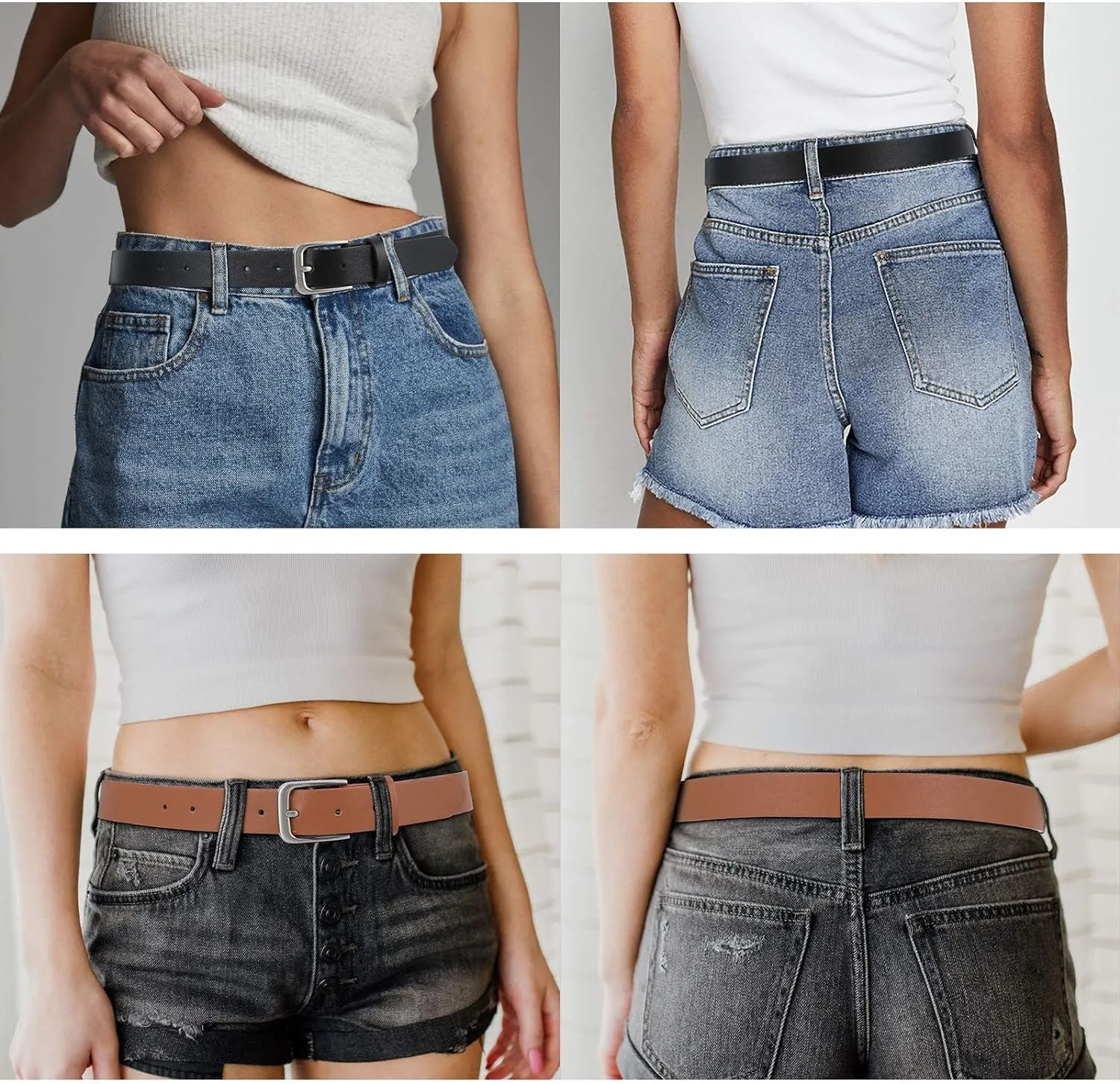 Women Casual Leather Belt for Jeans Pants and Dress