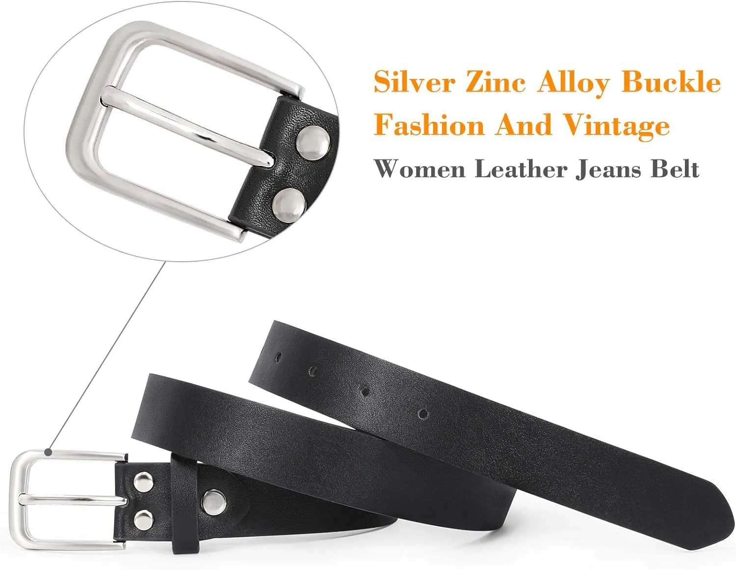 Women Casual Leather Belt for Jeans Pants and Dress