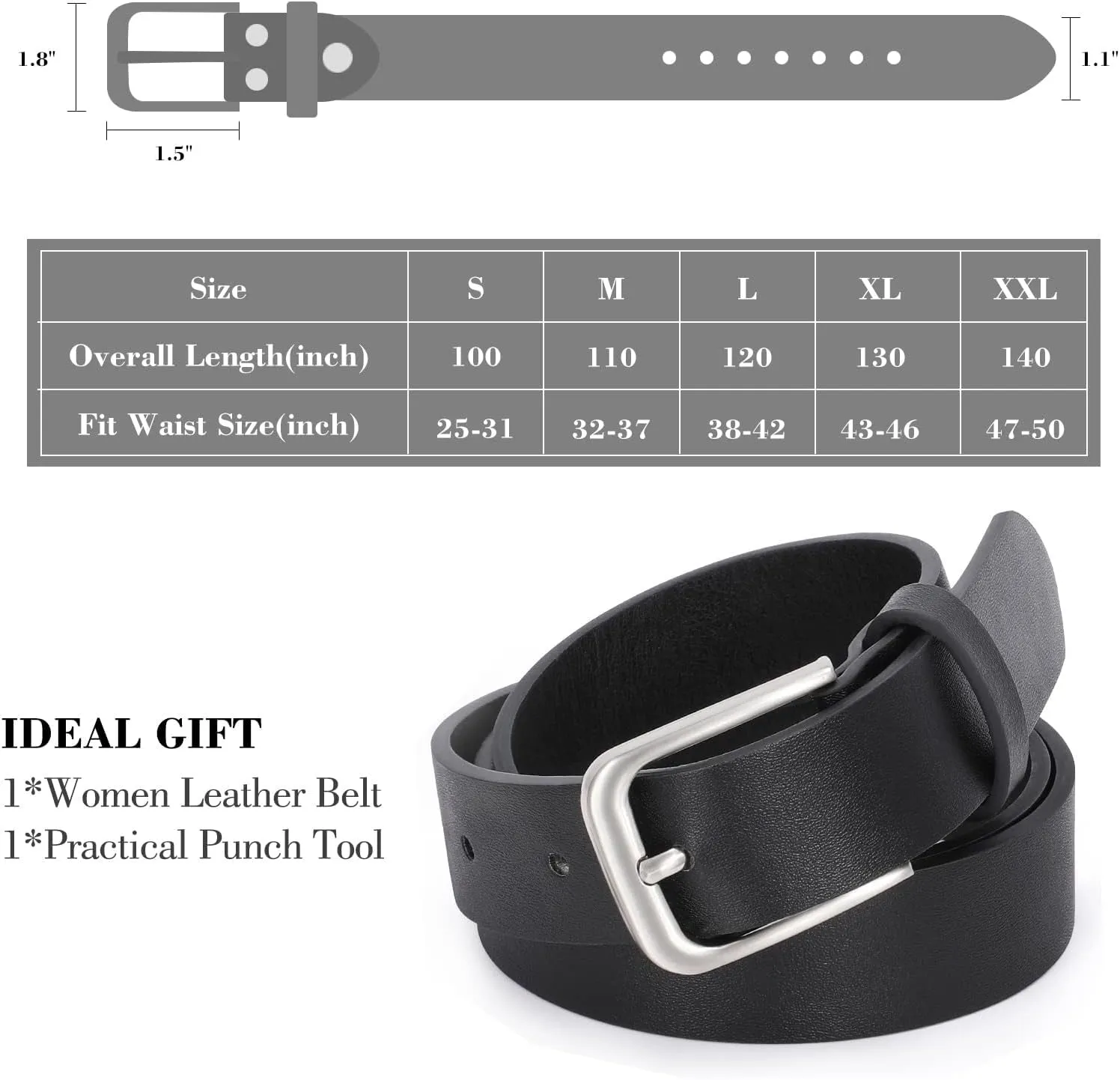 Women Casual Leather Belt for Jeans Pants and Dress