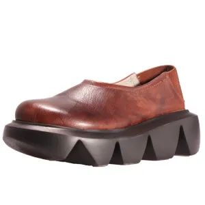 Women Leather Loafers Pump Low Heel Chunky Shoes Spring Black Casual Genuine Leather Lazy Shoe For Women Pumps Slip On Handmade