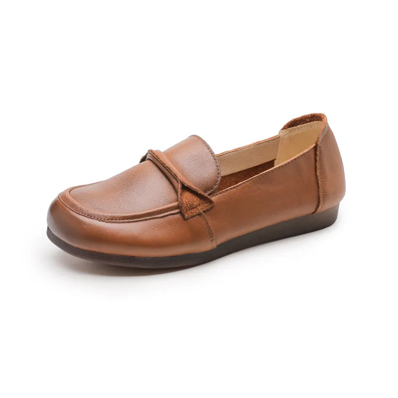 Women Loafers Anti-slip Breathable Comfortable Shoes Genuine Leather Soft Sole Shoes