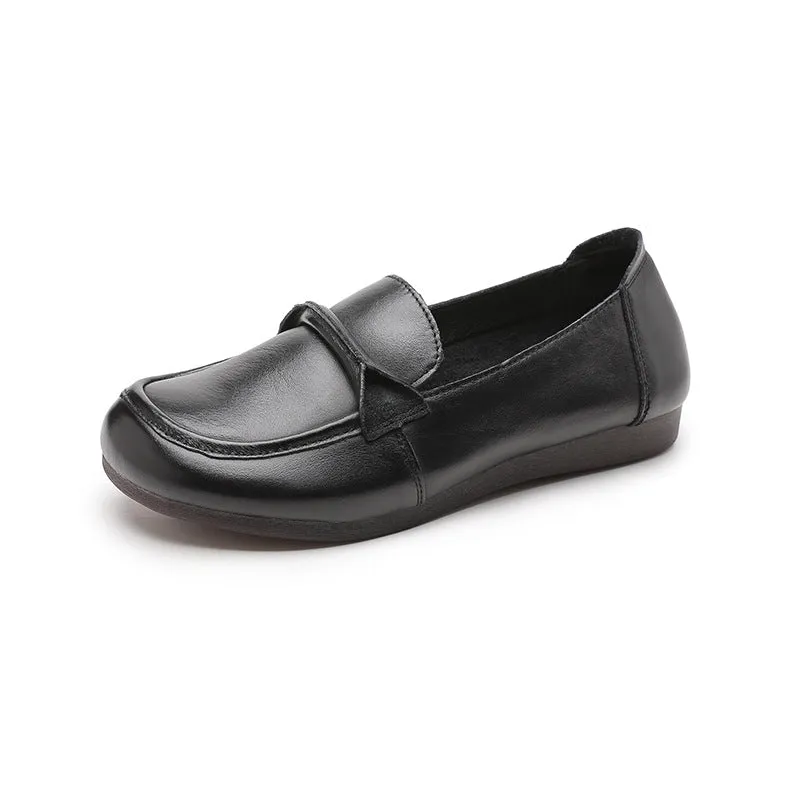 Women Loafers Anti-slip Breathable Comfortable Shoes Genuine Leather Soft Sole Shoes