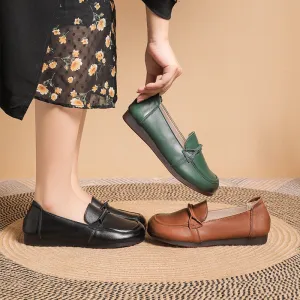 Women Loafers Anti-slip Breathable Comfortable Shoes Genuine Leather Soft Sole Shoes