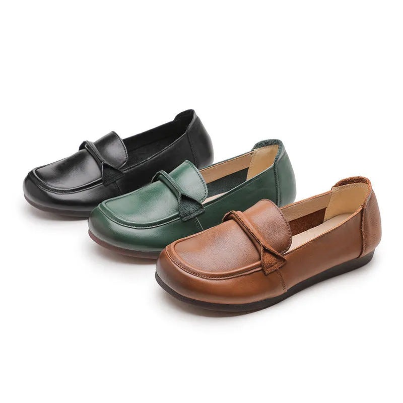 Women Loafers Anti-slip Breathable Comfortable Shoes Genuine Leather Soft Sole Shoes
