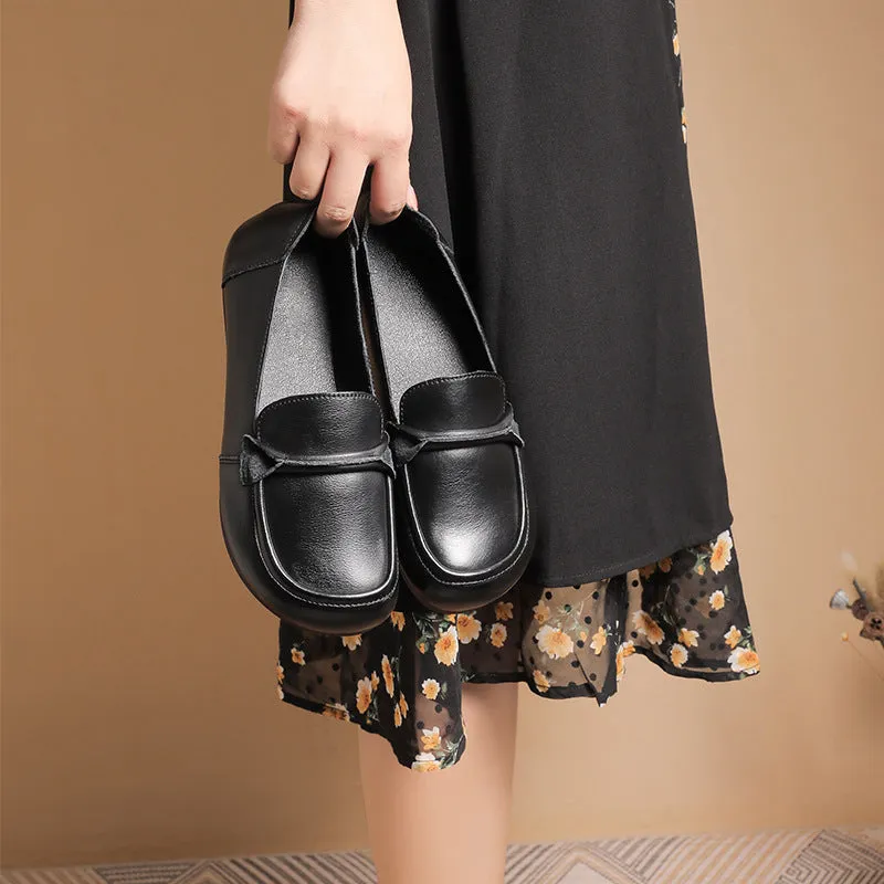Women Loafers Anti-slip Breathable Comfortable Shoes Genuine Leather Soft Sole Shoes
