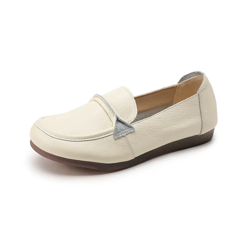 Women Loafers Anti-slip Breathable Comfortable Shoes Genuine Leather Soft Sole Shoes