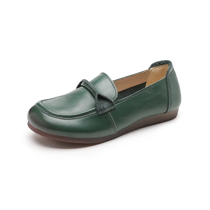 Women Loafers Anti-slip Breathable Comfortable Shoes Genuine Leather Soft Sole Shoes
