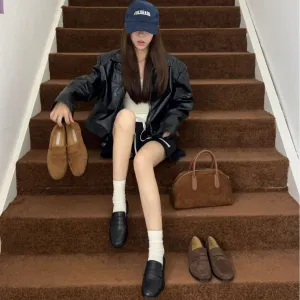 Women's Flat Retro Simple Suede British Style Casual Shoes