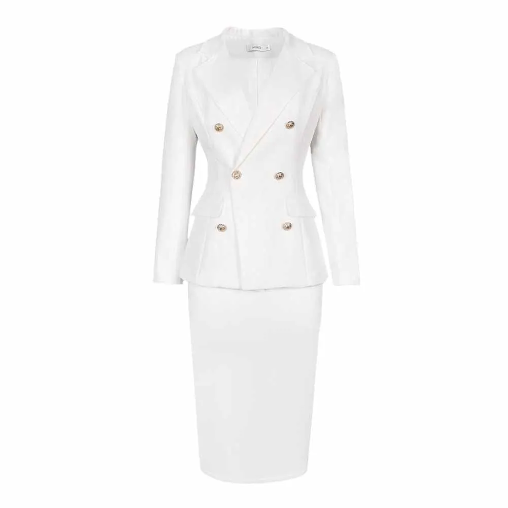 Womens Formal Skirt Suit Long Sleeves Two Pieces Business Suit