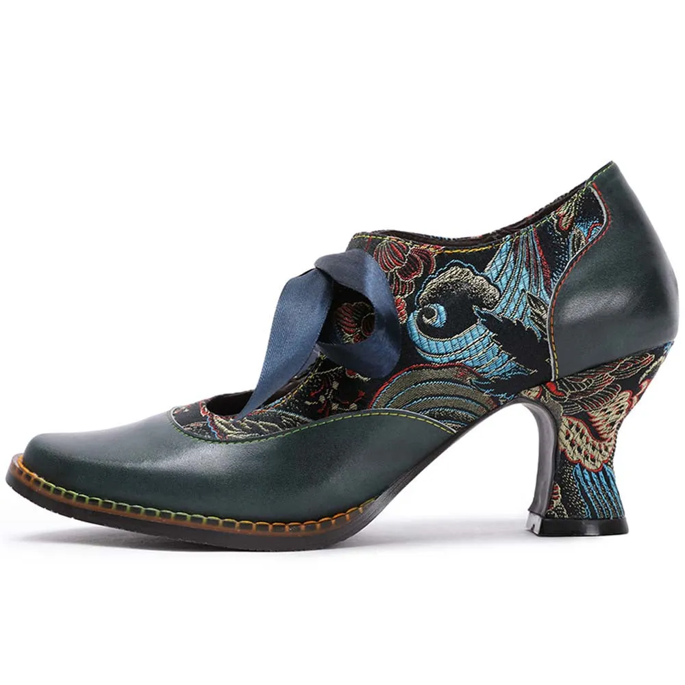 Women's Handmade Leather Shoes Bohemian Vintage Heels