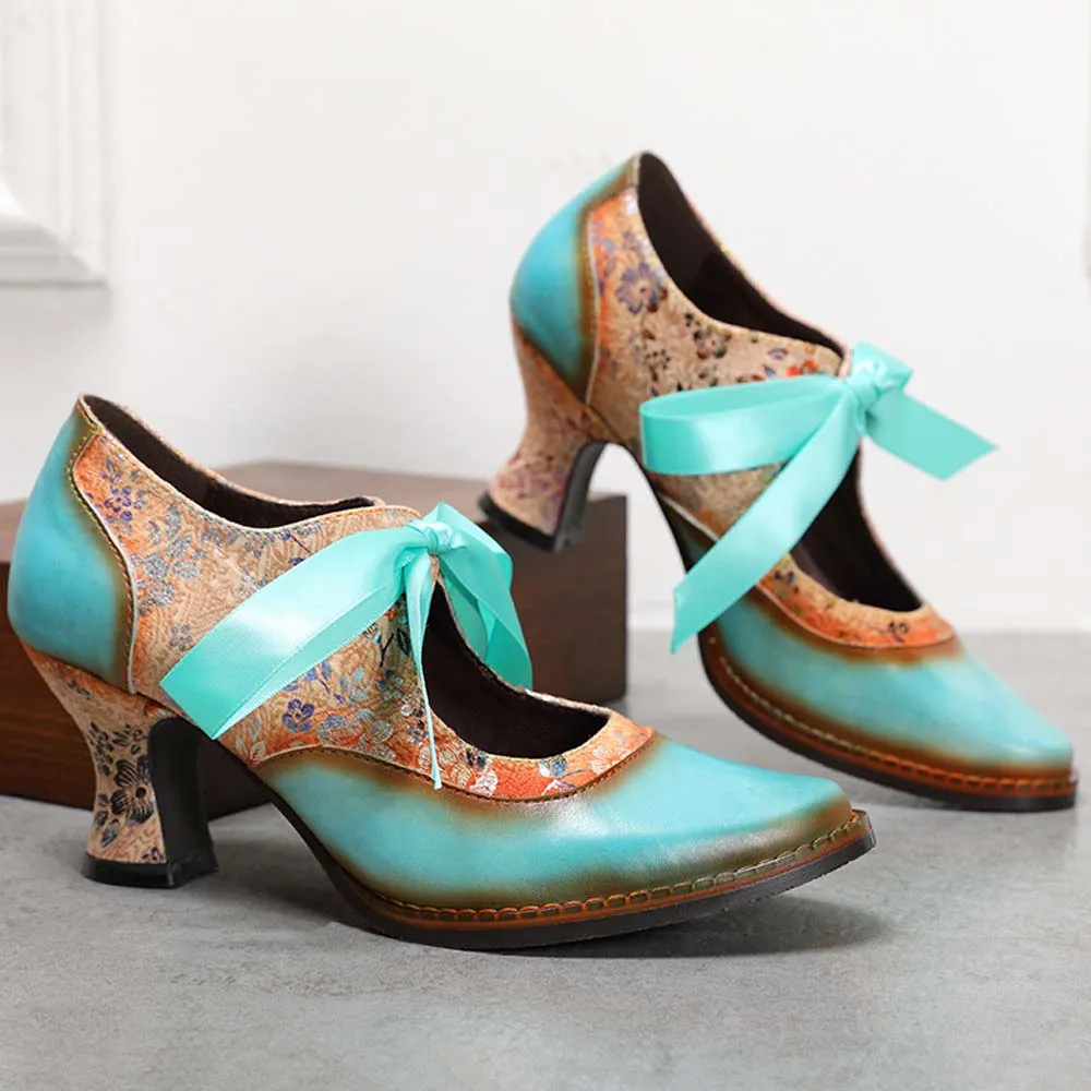 Women's Handmade Leather Shoes Bohemian Vintage Heels