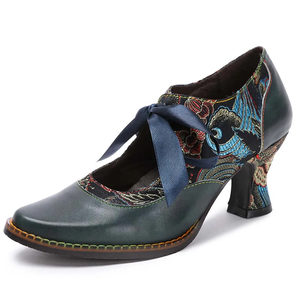 Women's Handmade Leather Shoes Bohemian Vintage Heels