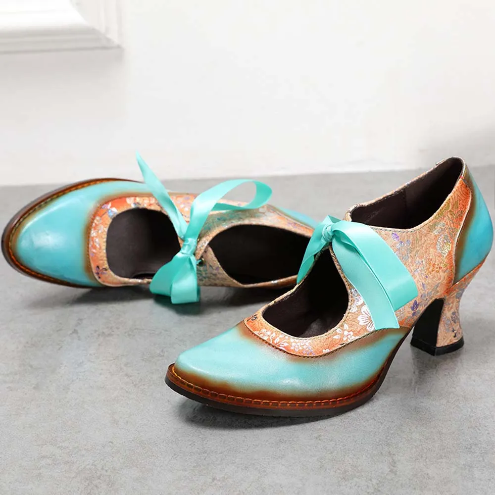 Women's Handmade Leather Shoes Bohemian Vintage Heels