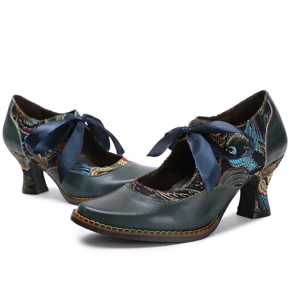 Women's Handmade Leather Shoes Bohemian Vintage Heels
