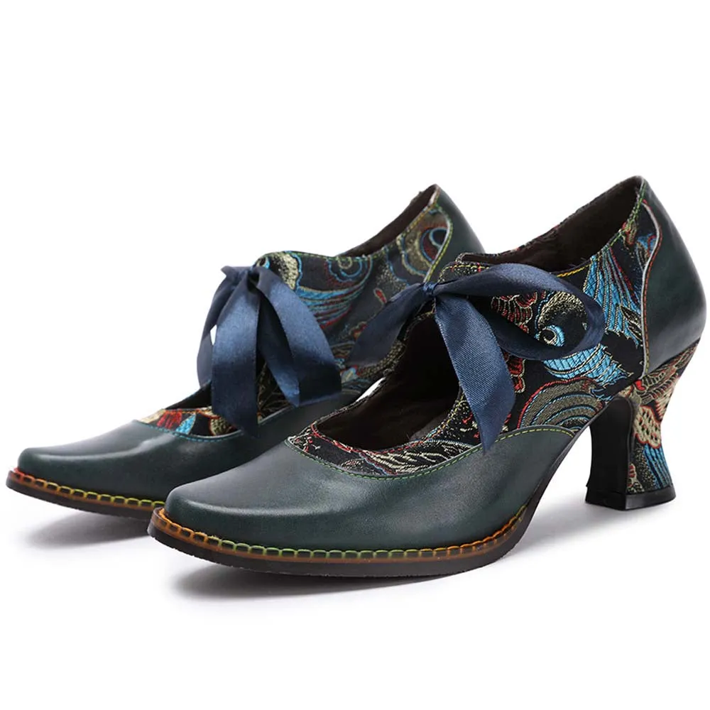 Women's Handmade Leather Shoes Bohemian Vintage Heels