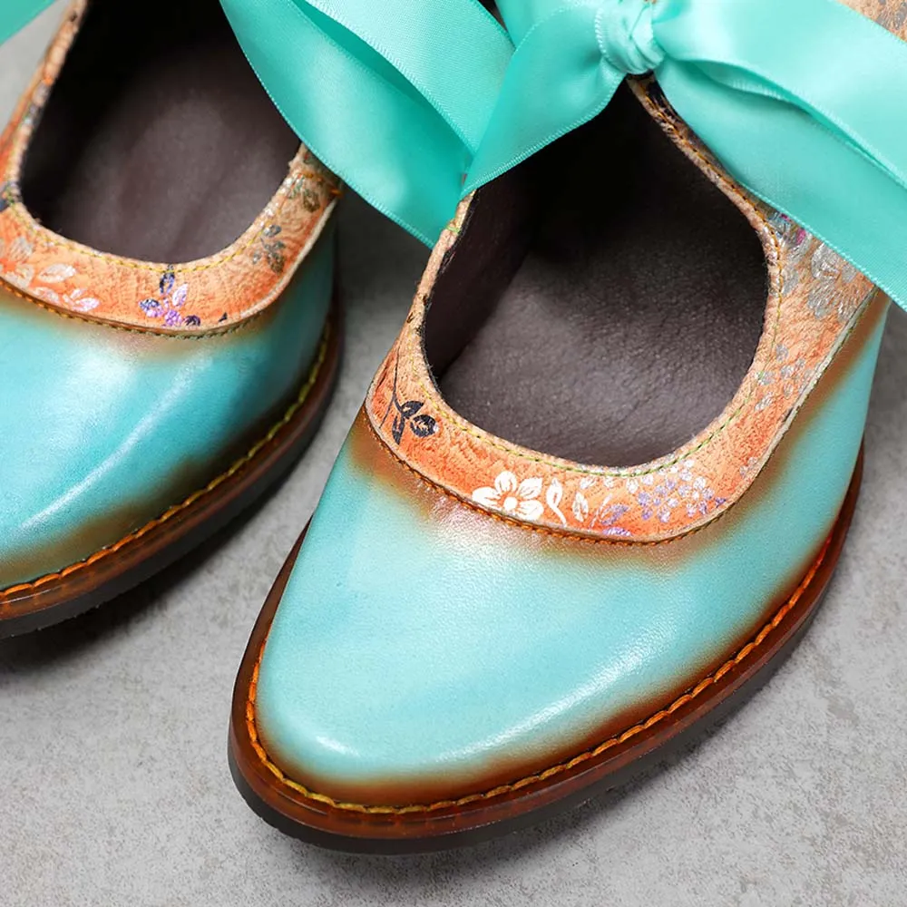 Women's Handmade Leather Shoes Bohemian Vintage Heels