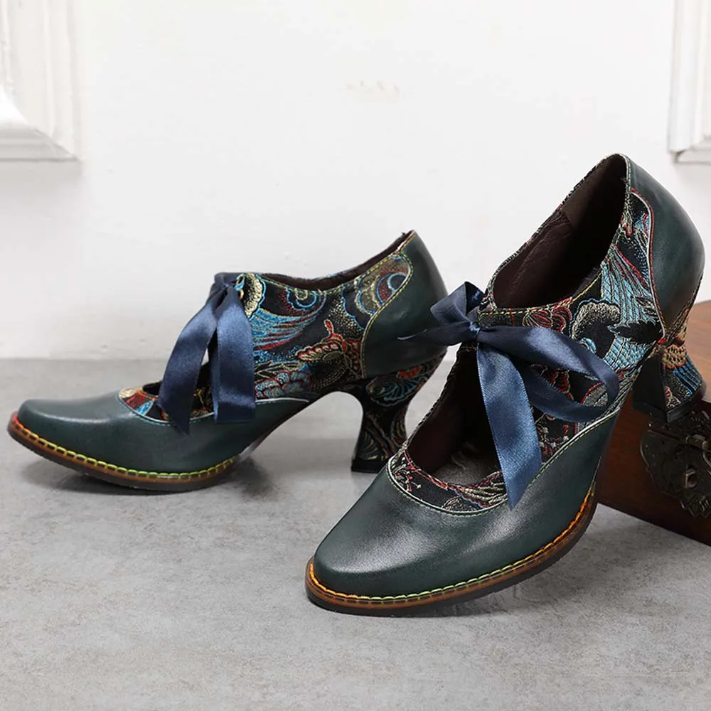 Women's Handmade Leather Shoes Bohemian Vintage Heels