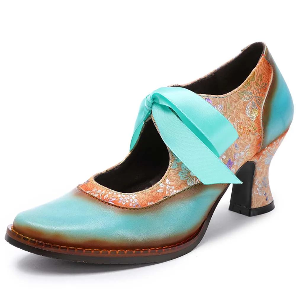 Women's Handmade Leather Shoes Bohemian Vintage Heels