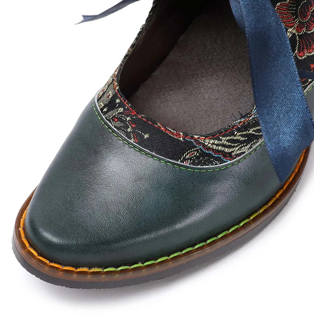 Women's Handmade Leather Shoes Bohemian Vintage Heels