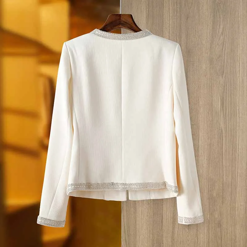 Women's Ivory Tweed Blazer Jacket