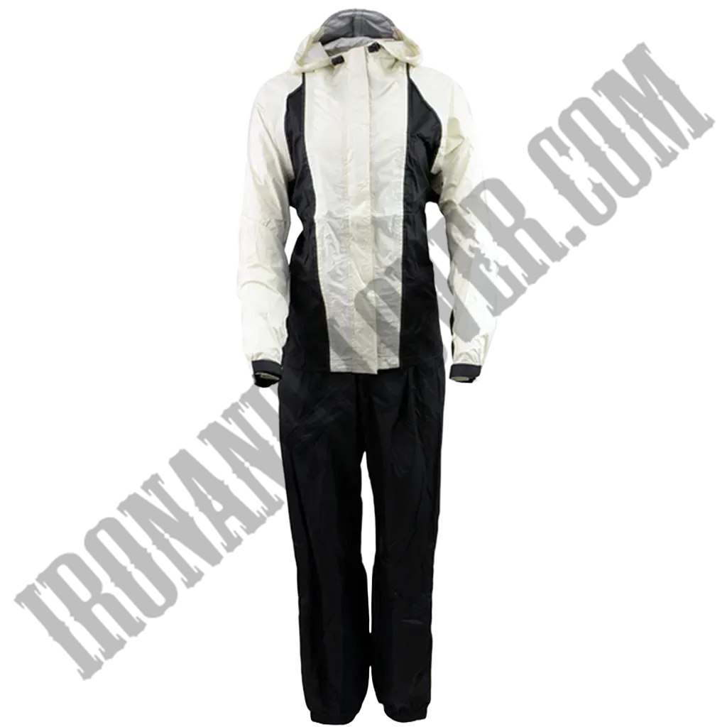 Women's Lightweight Oxford Rain Suit in Beige & Black