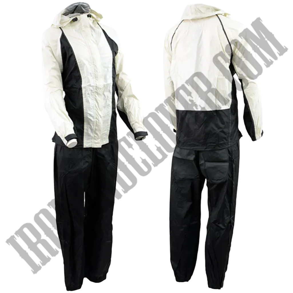 Women's Lightweight Oxford Rain Suit in Beige & Black