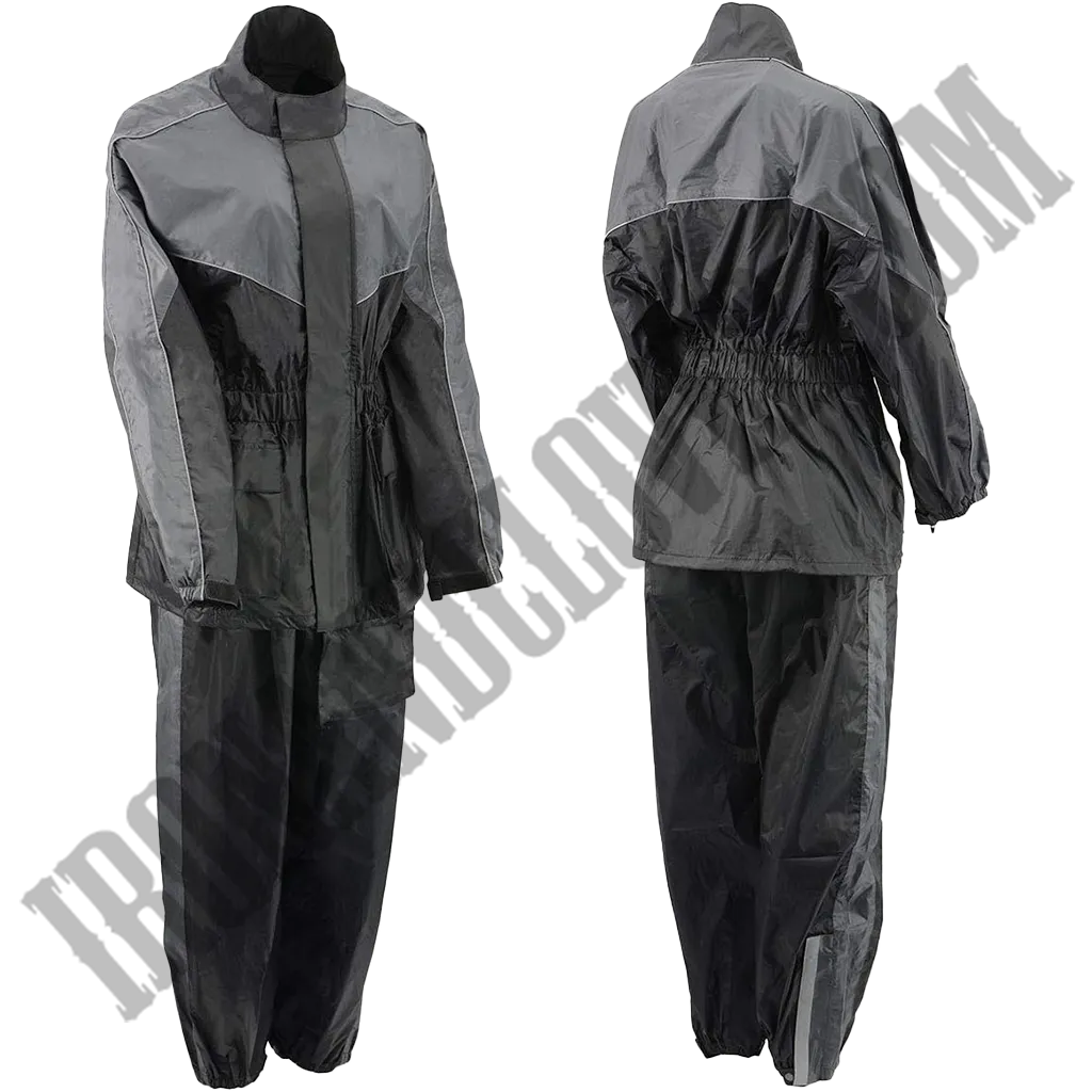 Women's Lightweight Oxford Rain Suit in Black & Grey
