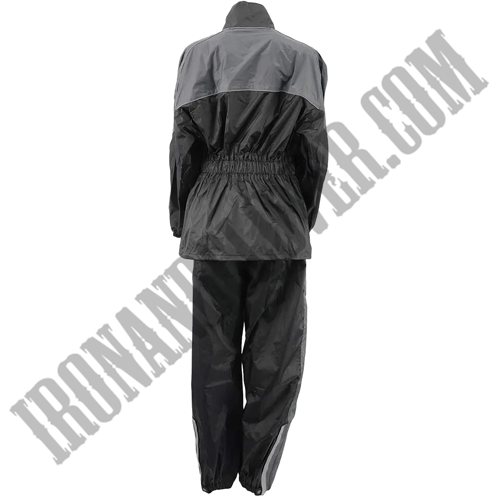 Women's Lightweight Oxford Rain Suit in Black & Grey