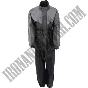 Women's Lightweight Oxford Rain Suit in Black & Grey