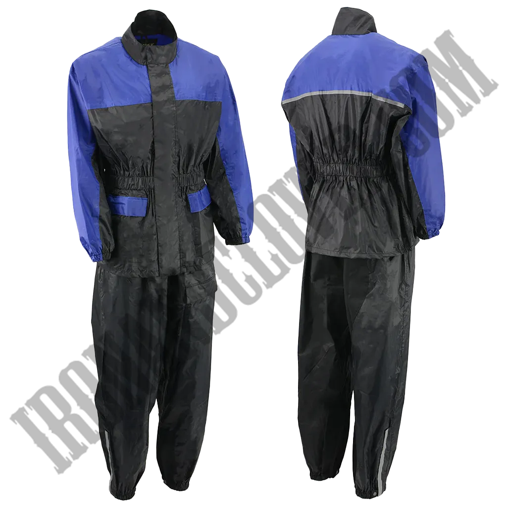 Women's Lightweight Oxford Rain Suit in Blue & Black
