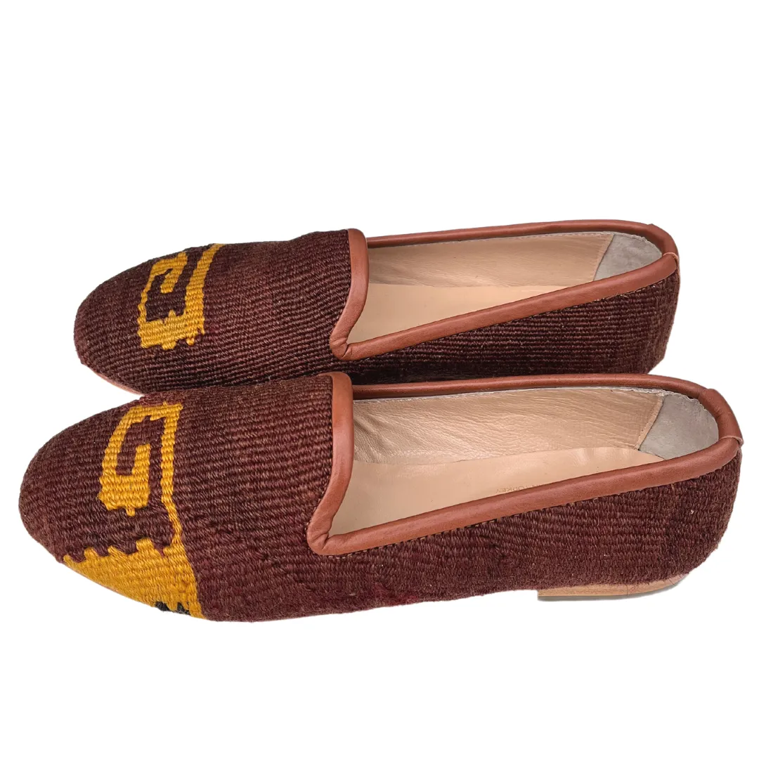 Women's Turkish Kilim Loafer Brown with Gold