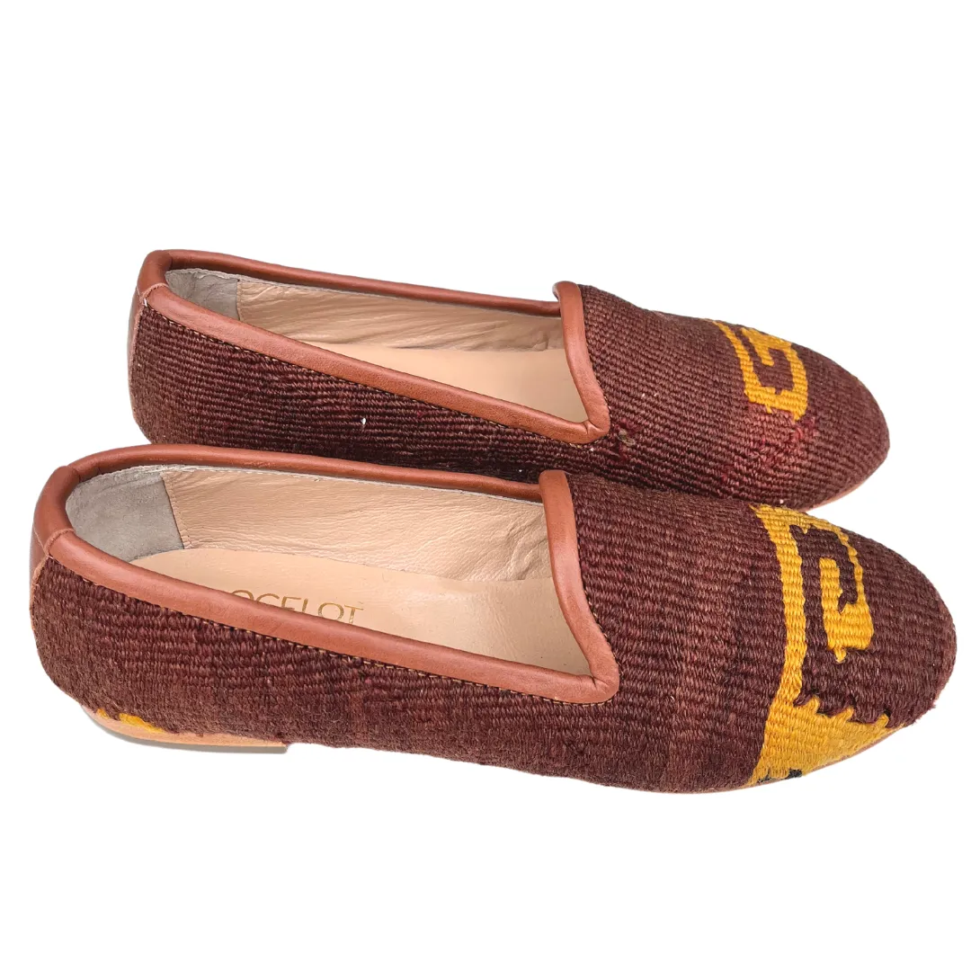 Women's Turkish Kilim Loafer Brown with Gold