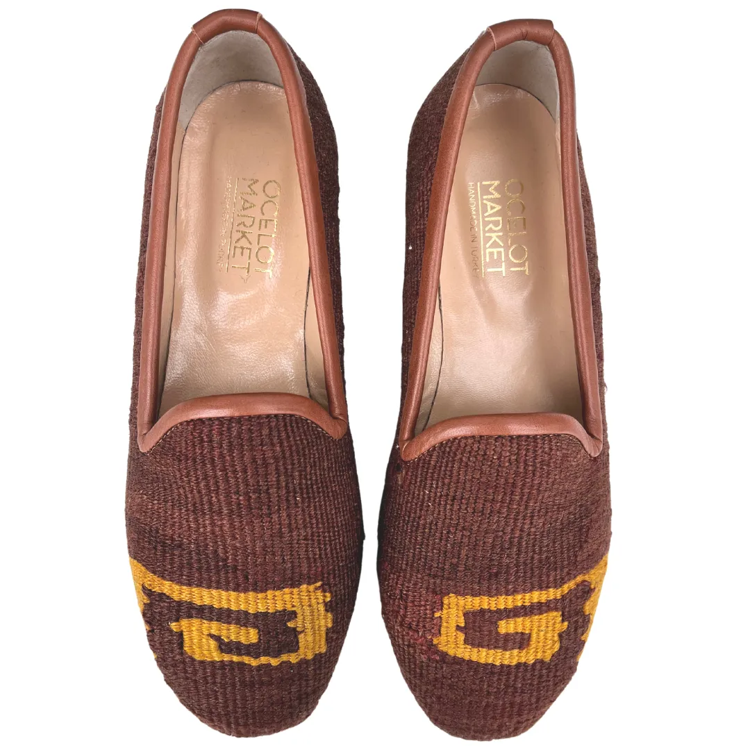 Women's Turkish Kilim Loafer Brown with Gold
