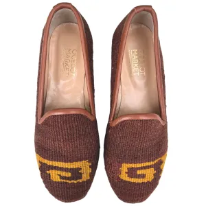 Women's Turkish Kilim Loafer Brown with Gold