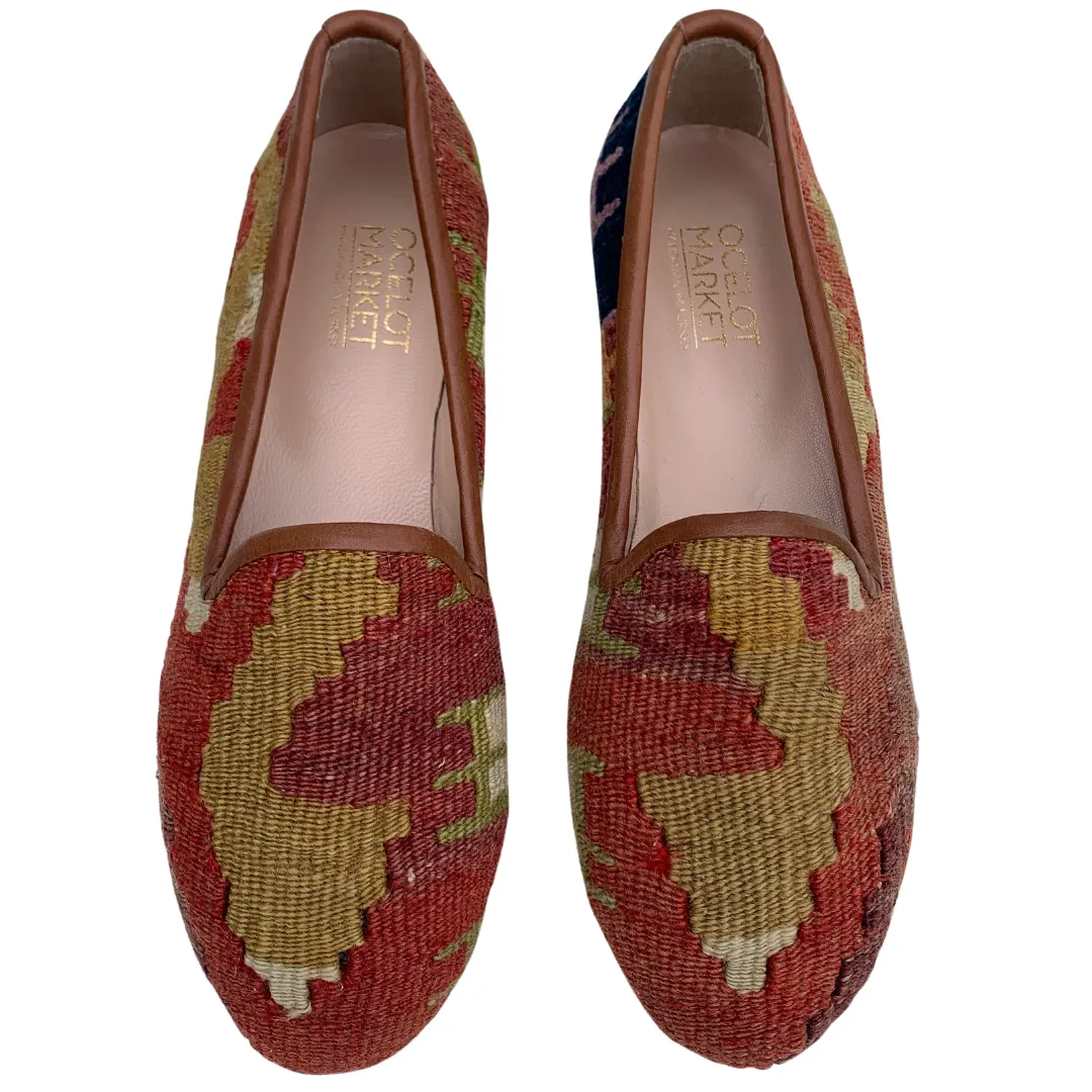 Women's Turkish Kilim Loafers Red & Mustard