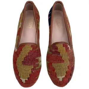 Women's Turkish Kilim Loafers Red & Mustard