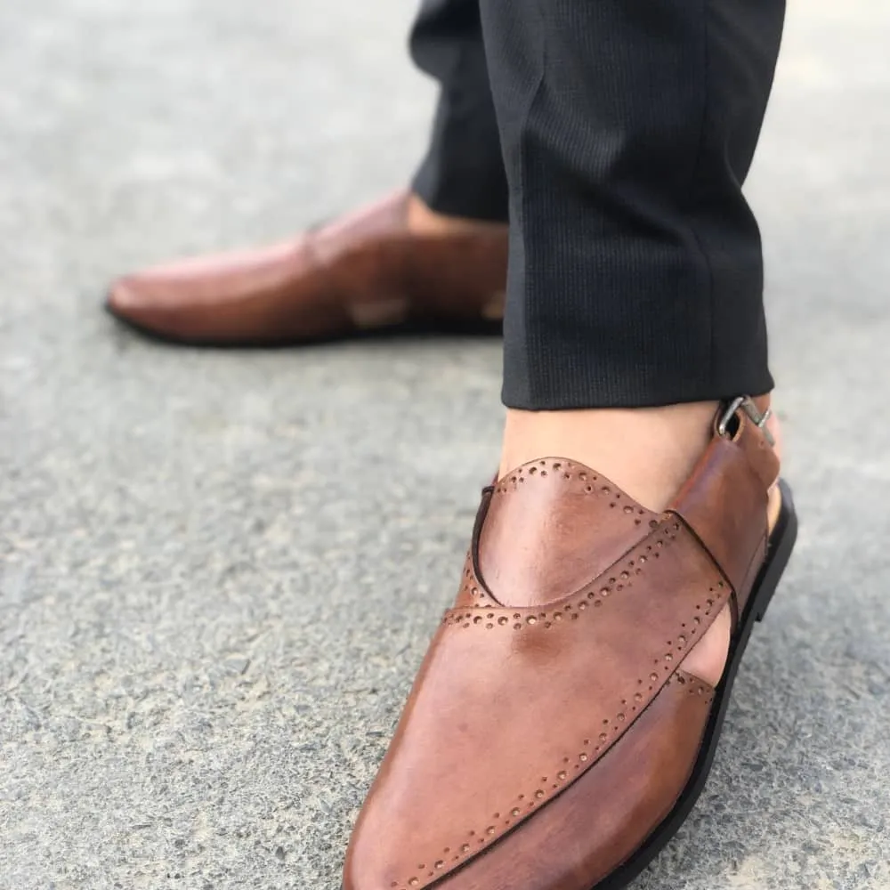 WS Pure leather Handmade Mustard Peshawari Sandal S-670