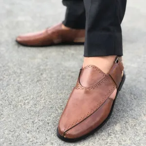WS Pure leather Handmade Mustard Peshawari Sandal S-670