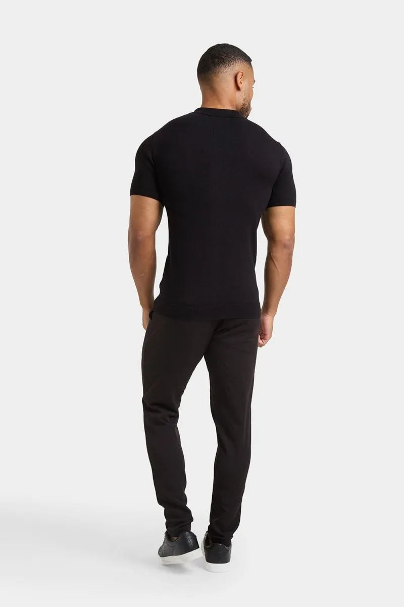 Zipped Knitted Shirt in Black