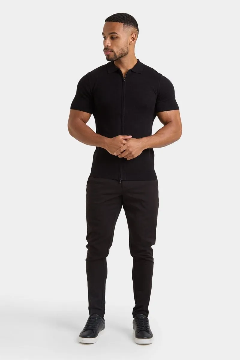 Zipped Knitted Shirt in Black