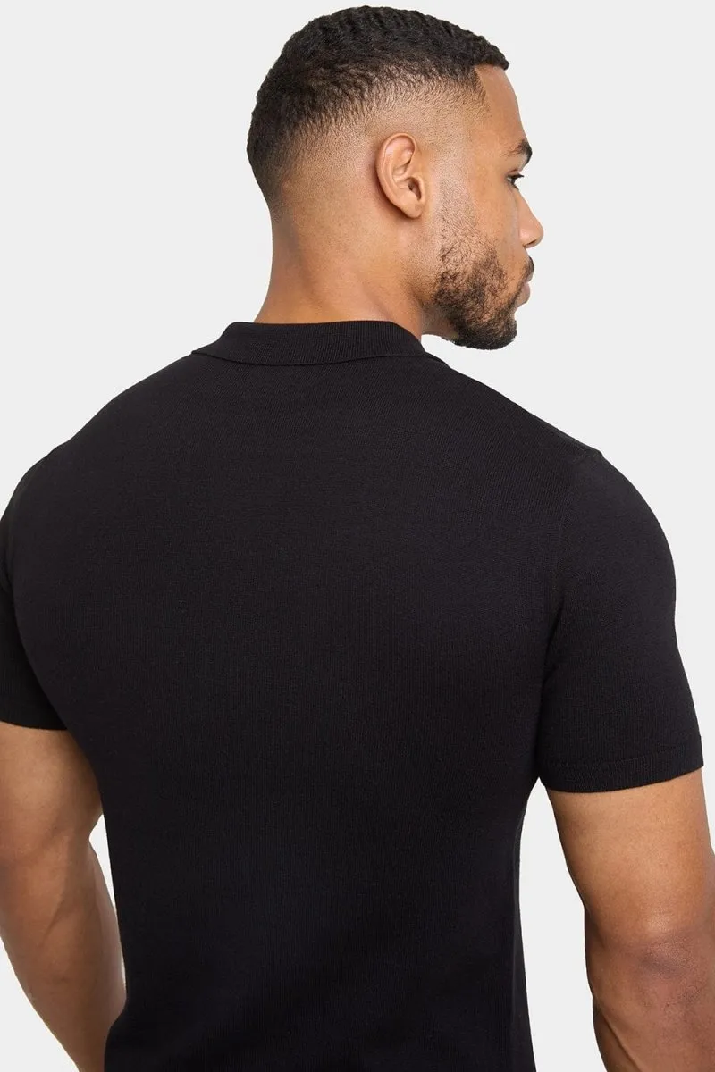 Zipped Knitted Shirt in Black